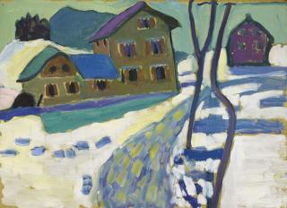 Gabriele Münter - Kochel, Schneelandschaft Mit Häusern (Kochel, Snowy Landscape With Houses)