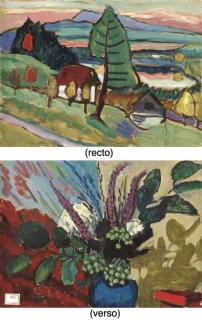 Gabriele Münter - Landschaft am Staffelsee (recto); Blumenstilleben (verso)