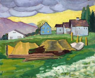 Gabriele Münter - Landschaft Mit Blauen Häusern (Landscape With Blue Houses)