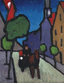 Gabriele Münter - Murnauer Hauptstrasse mit Pferdefuhrwerk