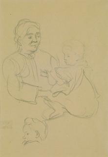 Gabriele Münter - Mutter und Kind, mit Studie zu einem Kinderkopf