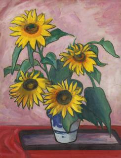 Gabriele Münter - Sonnenblumen Vor Rot (Sunflowers On Red)