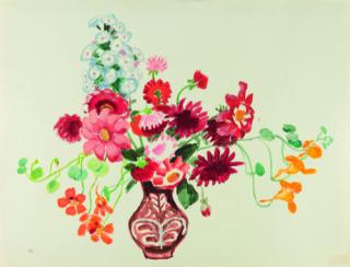 Gabriele Münter - Stillleben mit Dahlien, Phlox und Kapuzinerkresse.