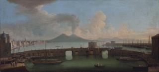 Gabriele Ricciardelli - A view of the Bay of Naples with the Ponte Nuovo, Vesuvius beyond