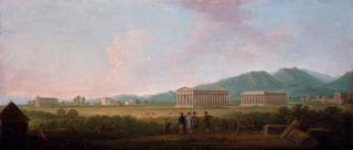 Gabriele Ricciardelli - View of the Temples at Paestum with Grand Tourists in the foreground