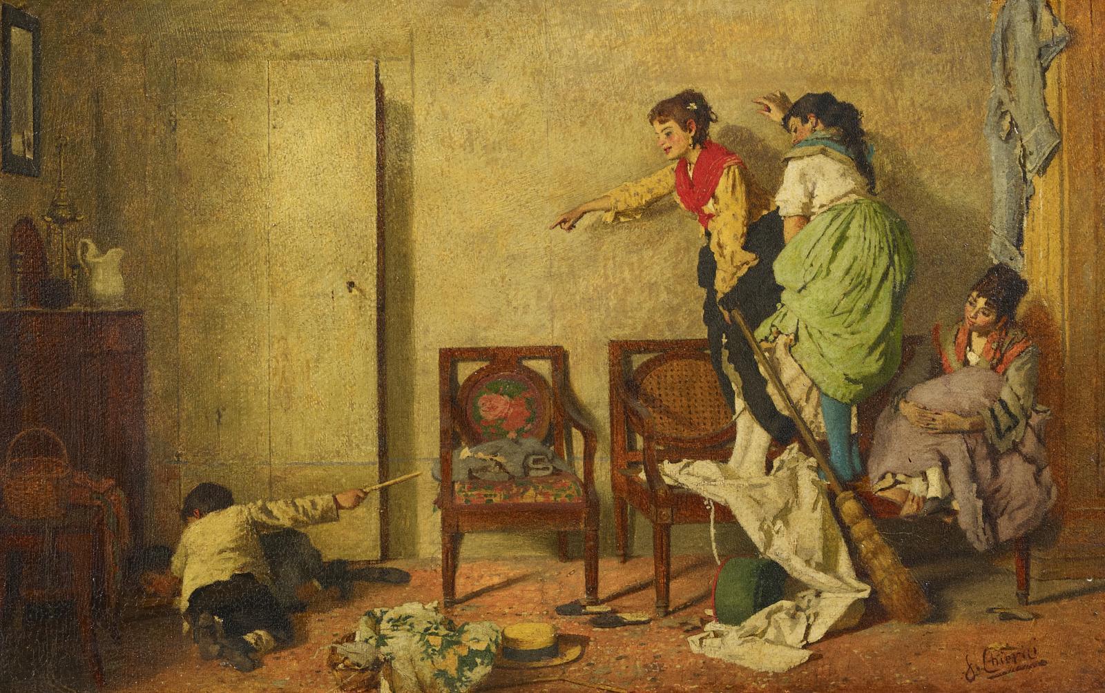 Gaetano Chierici - Die Mäusejagd. Italienische Genreszene