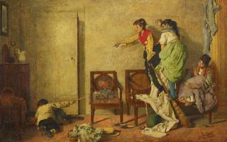 Gaetano Chierici - Die Mäusejagd. Italienische Genreszene