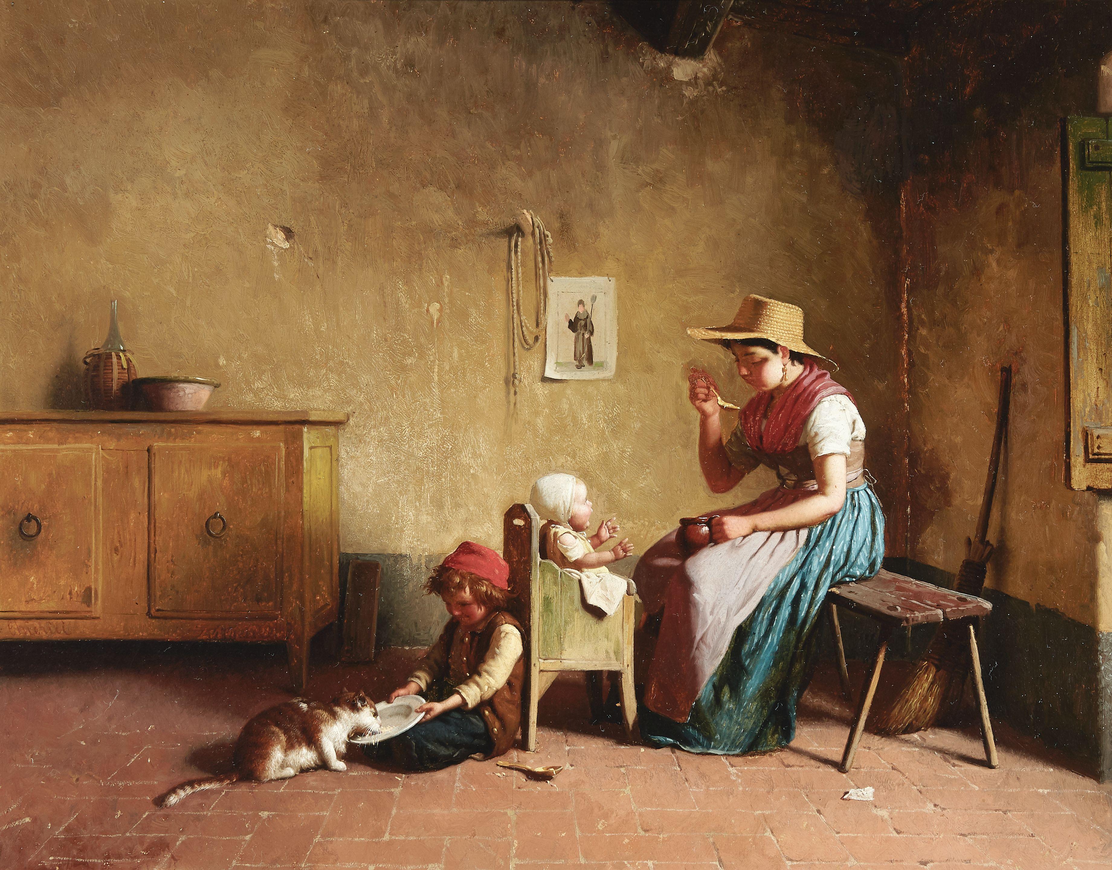 Gaetano Chierici - La Culla; La Pappa (a pair)
