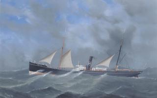 Gaetano D\'Esposito - The British merchant steamer Trelyon in a heavy swell