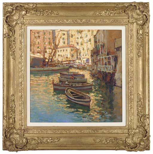 Gaetano Esposito - Fishing vessels moored at an Italian town