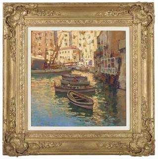 Gaetano Esposito - Fishing vessels moored at an Italian town