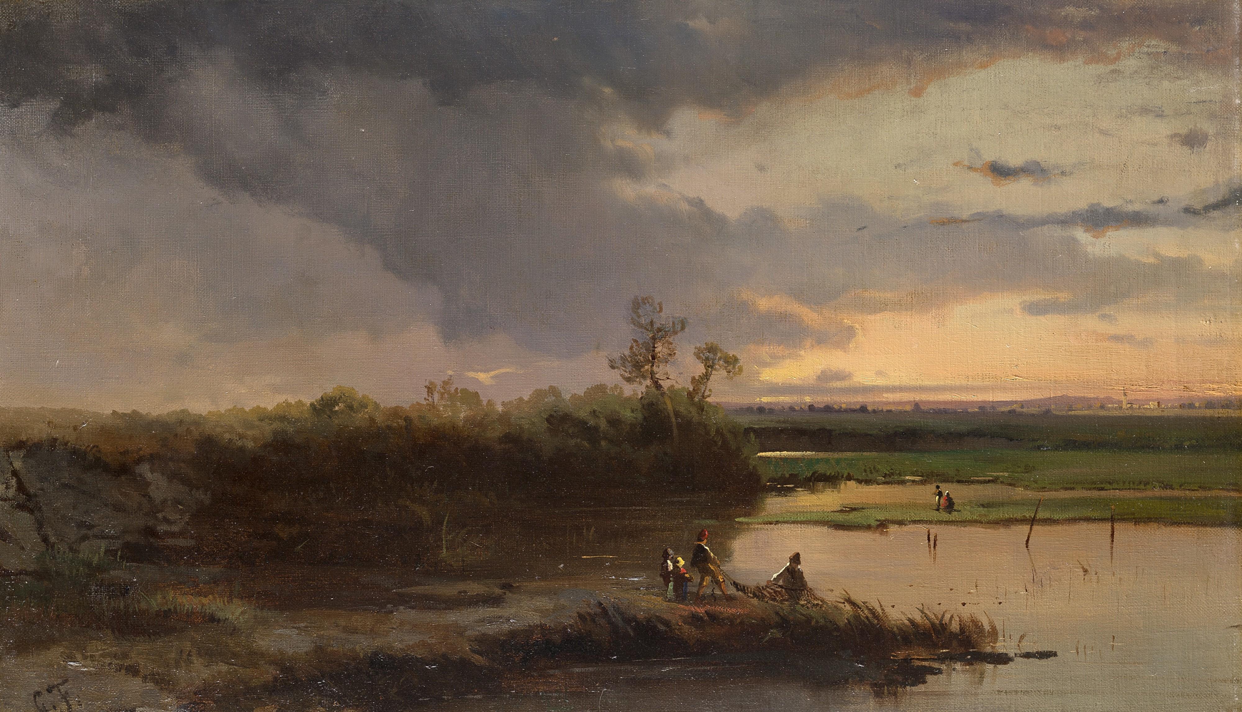 Gaetano Fasanotti - Paesaggio al tramonto