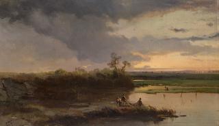 Gaetano Fasanotti - Paesaggio al tramonto