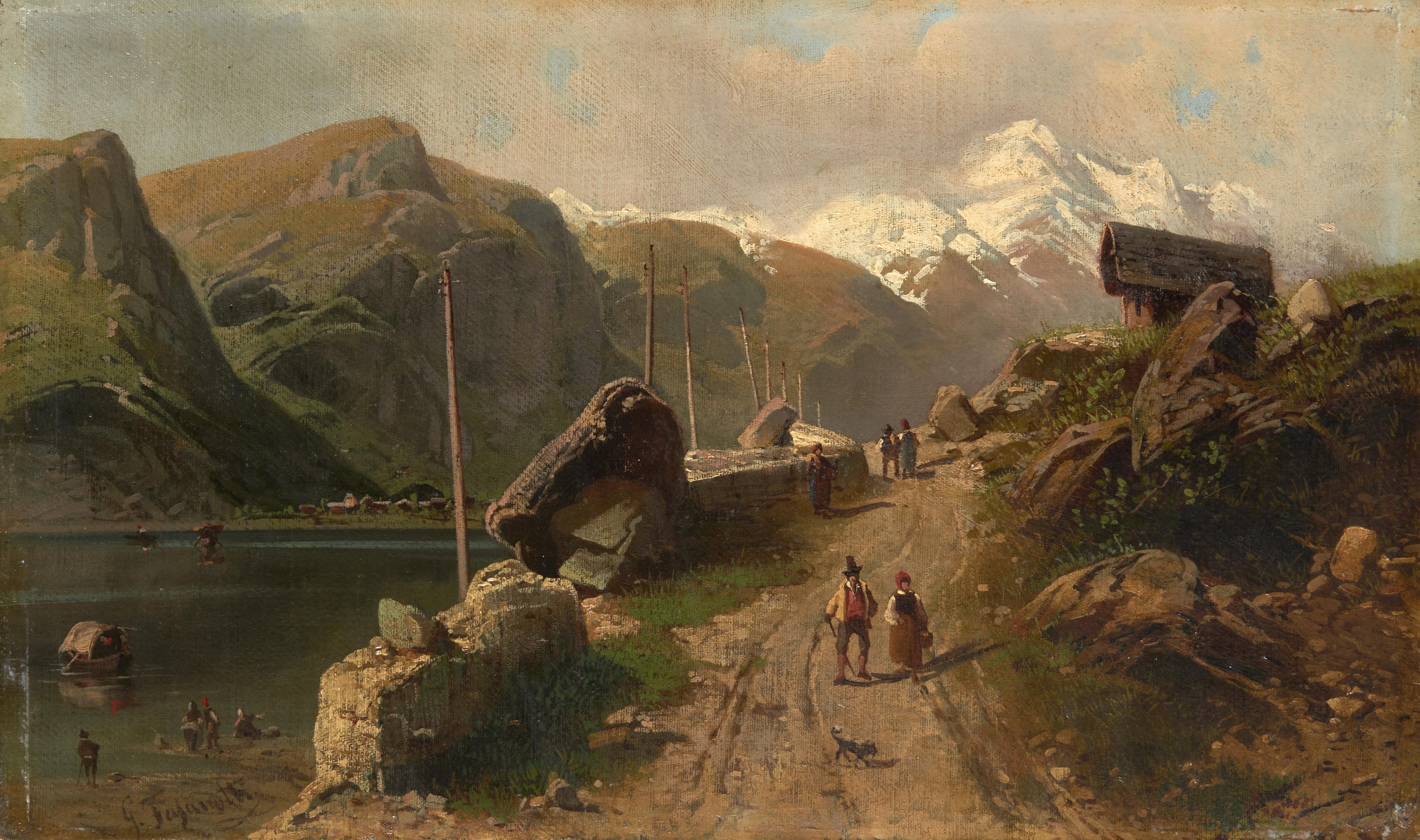 Gaetano Fasanotti - Paesaggio con figure