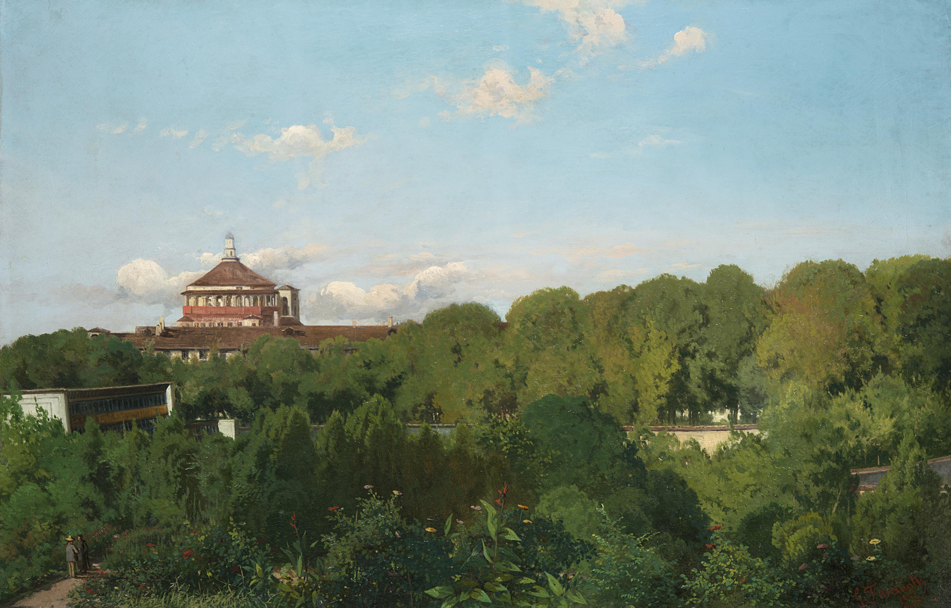 Gaetano Fasanotti - Veduta con la Chiesa di Santa Maria delle Grazie, Milano