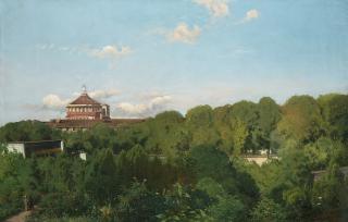 Gaetano Fasanotti - Veduta con la Chiesa di Santa Maria delle Grazie, Milano