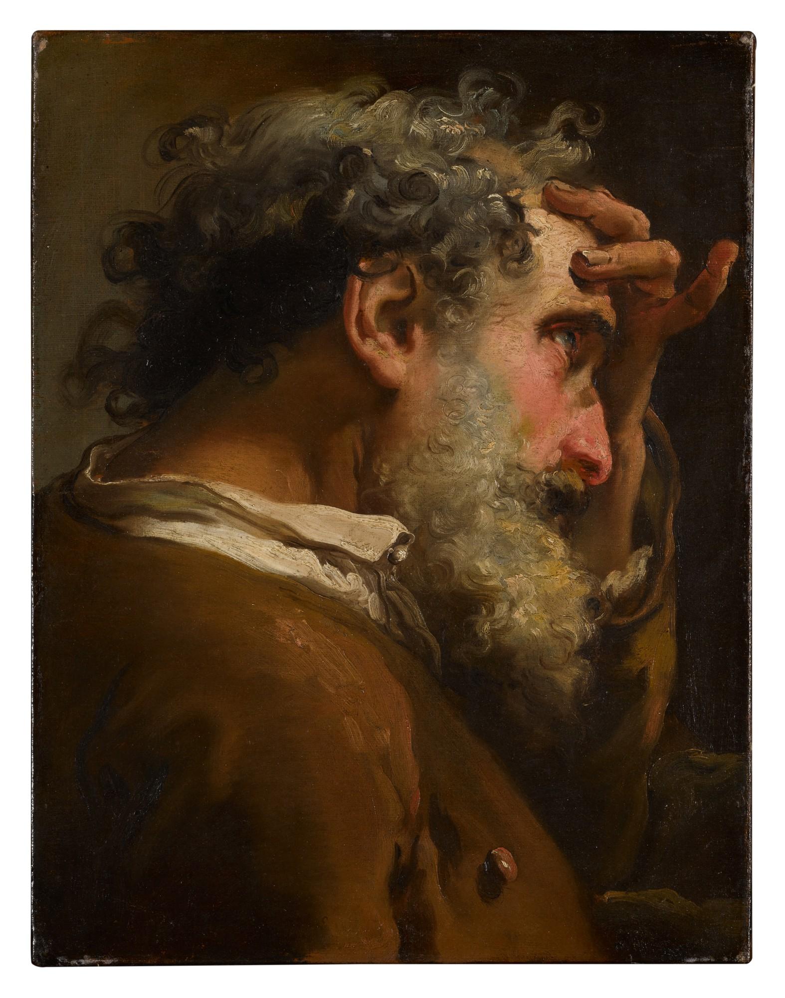 Gaetano Gandolfi - A bearded man, bust-length in profile, wearing a brown coat