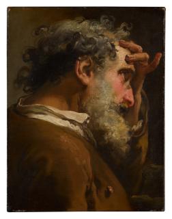 Gaetano Gandolfi - A bearded man, bust-length in profile, wearing a brown coat