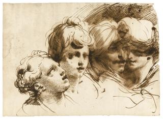 Gaetano Gandolfi - A Capriccio With Four Head Studies, Including Two Orientals
