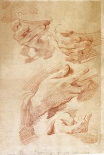 Gaetano Gandolfi - Four Studies Of Hands Holding A Dish
