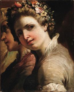 Gaetano Gandolfi - Studies of heads of a young man and girl