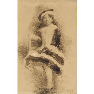 Gaetano Previati - Ritratto Di Scolaretta