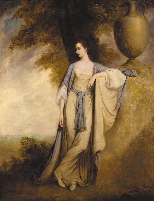 Gainsborough Dupont - A young gentleman seated on a bank with a boy, a terrier at their feet, in a wooded landscape