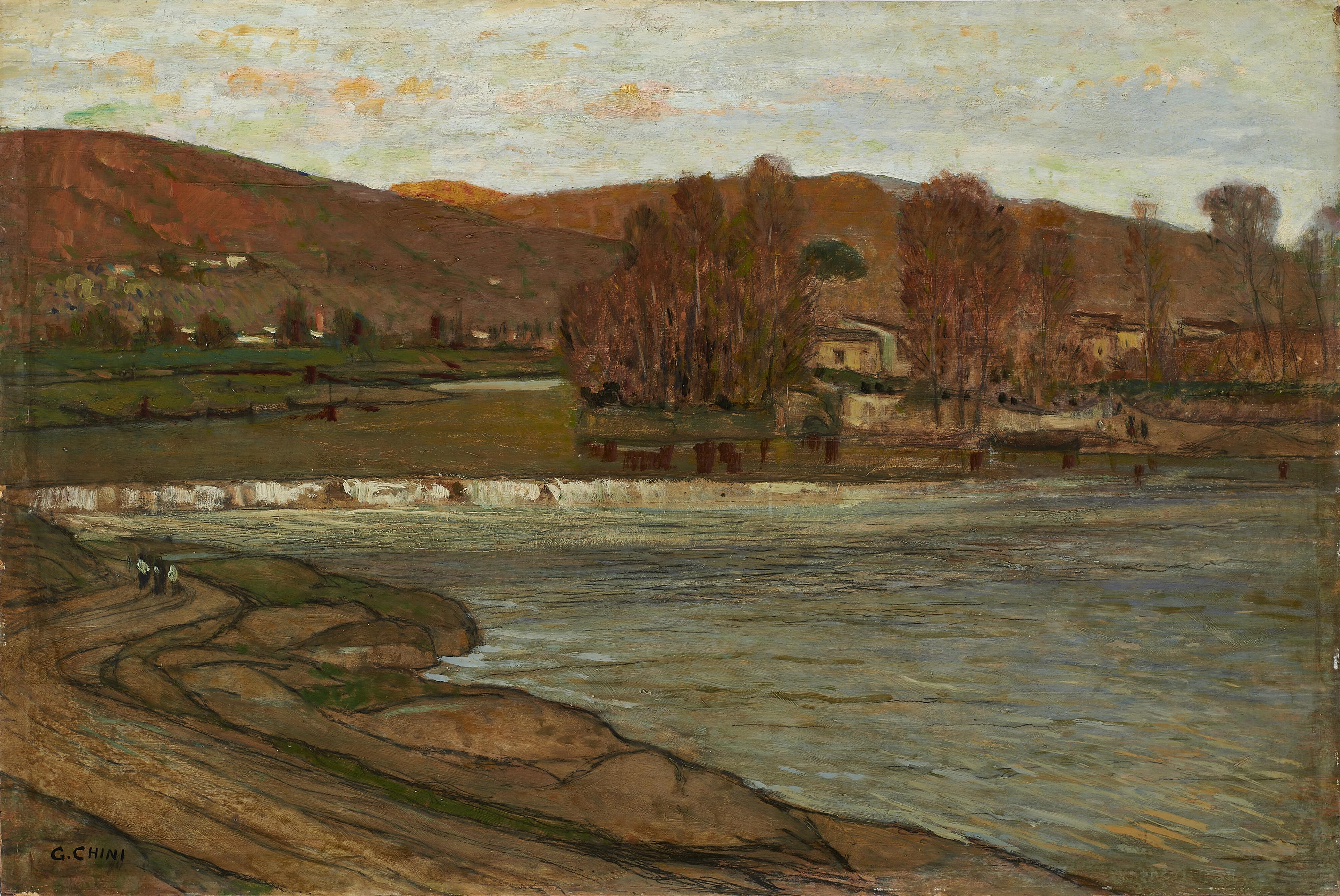 Galileo Chini - Veduta dell\'Arno da Pontassieve