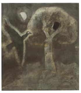 Ganesh Pyne - Untitled (Bird in Moonlight)