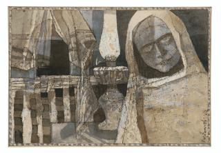 Ganesh Pyne - Untitled (Lady with Lamp)