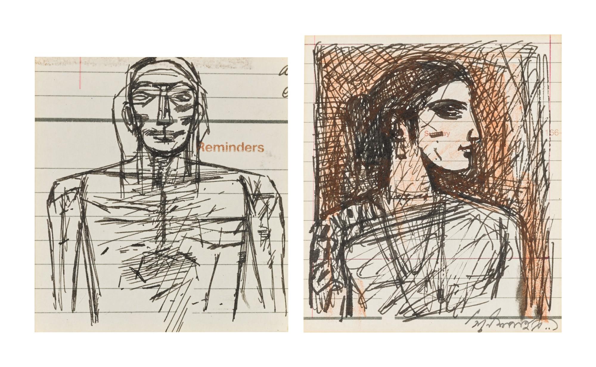 Ganesh Pyne - Untitled (Woman); Untitled (Man)