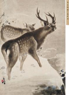 Gao Qifeng - Dovlie Deer In Snow Mountain