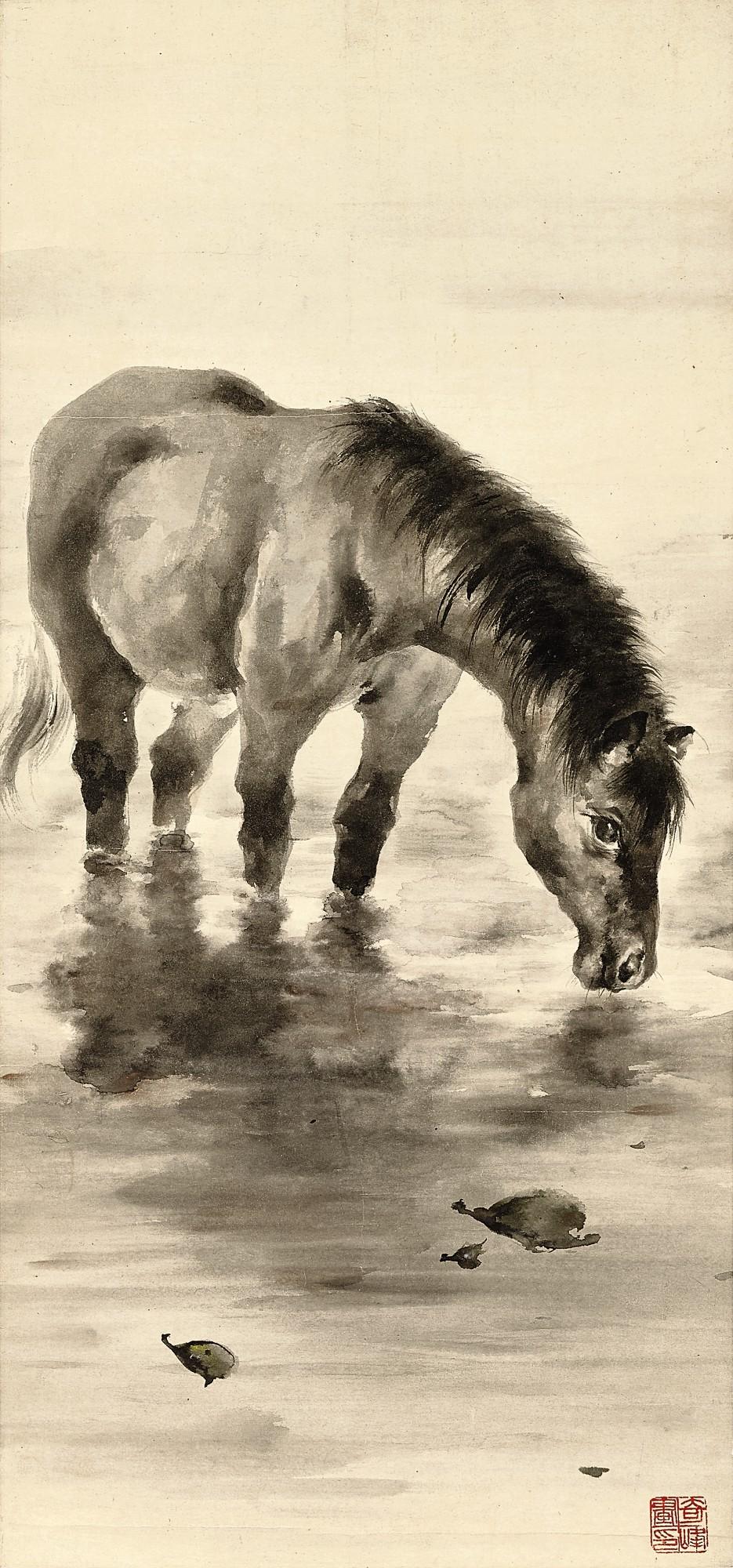 Gao Qifeng - Horse Drinking Water