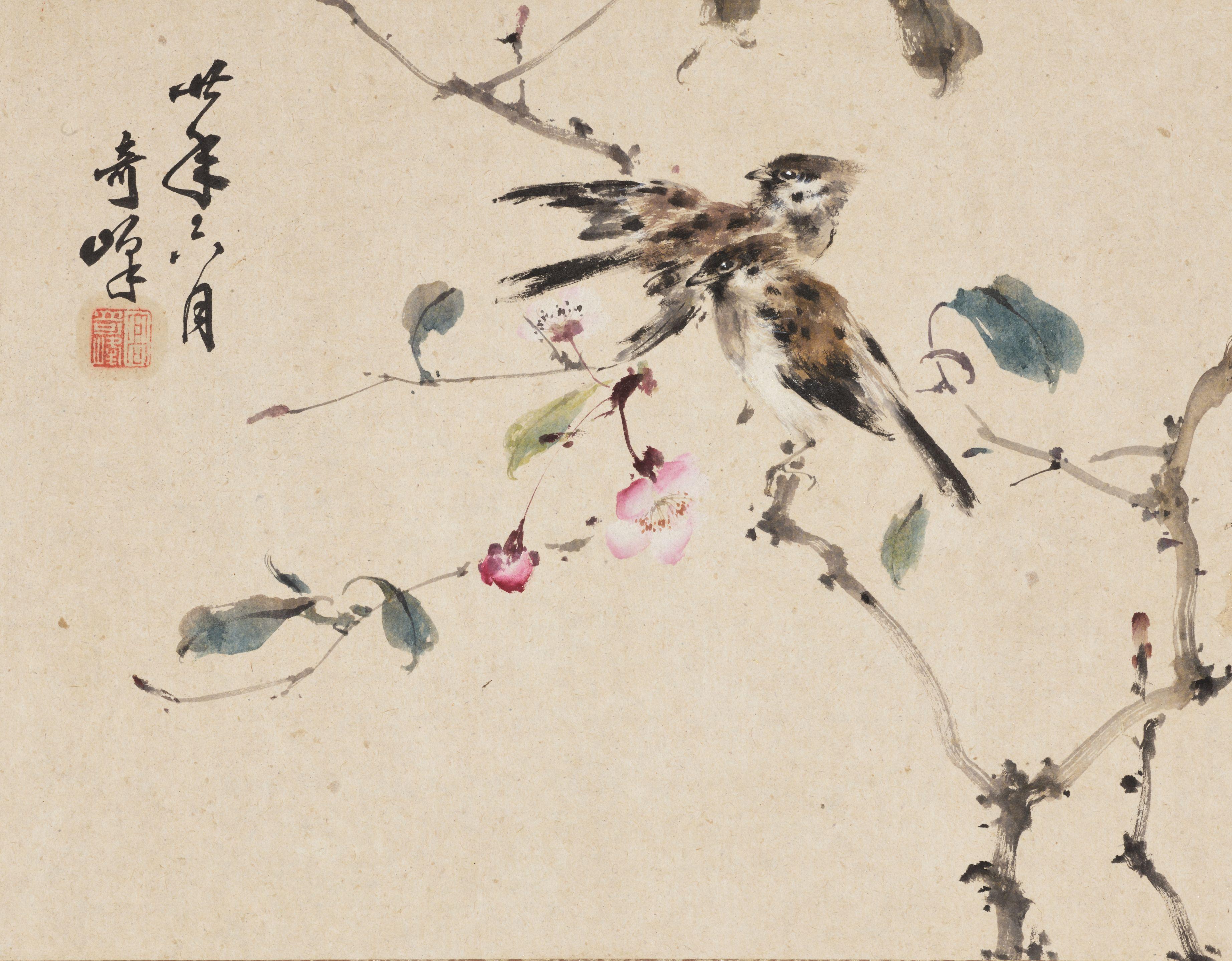 Gao Qifeng - Two Birds on Peach Blossom Branch