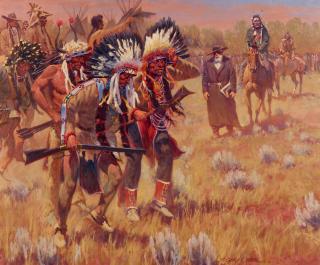 Gary Carter - Dance in the Black Robe 28 x 34 in. framed 37 x 43 in.