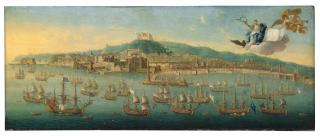 Gaspar Butler - View of Naples with the English Fleet from the sea