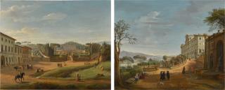 Gaspar van Wittel - A pair of views of Villa Aldobrandini, Frascati