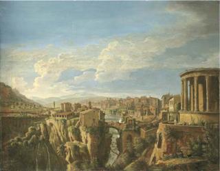 Gaspar van Wittel - A view of Tivoli with the Temple of Vesta