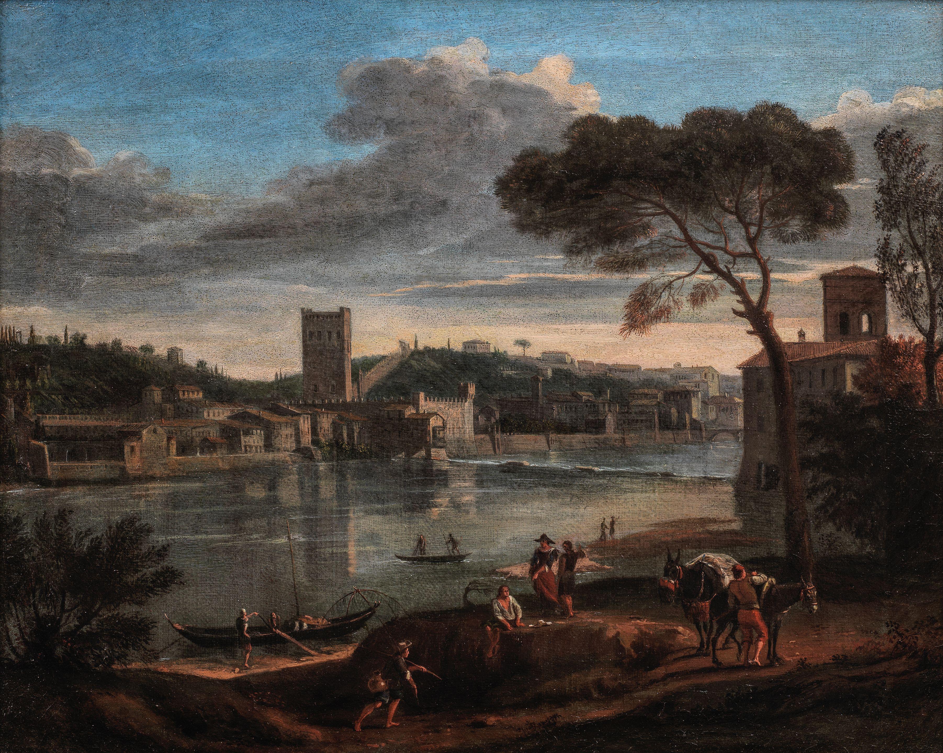 Gaspar van Wittel - Florence, a view of the Arno at the pescaia di San Niccolò