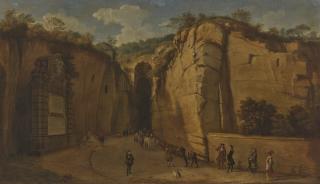 Gaspar van Wittel - Naples, a view of the Seiano Grotto in Posillipo with the Tomb of Virgil