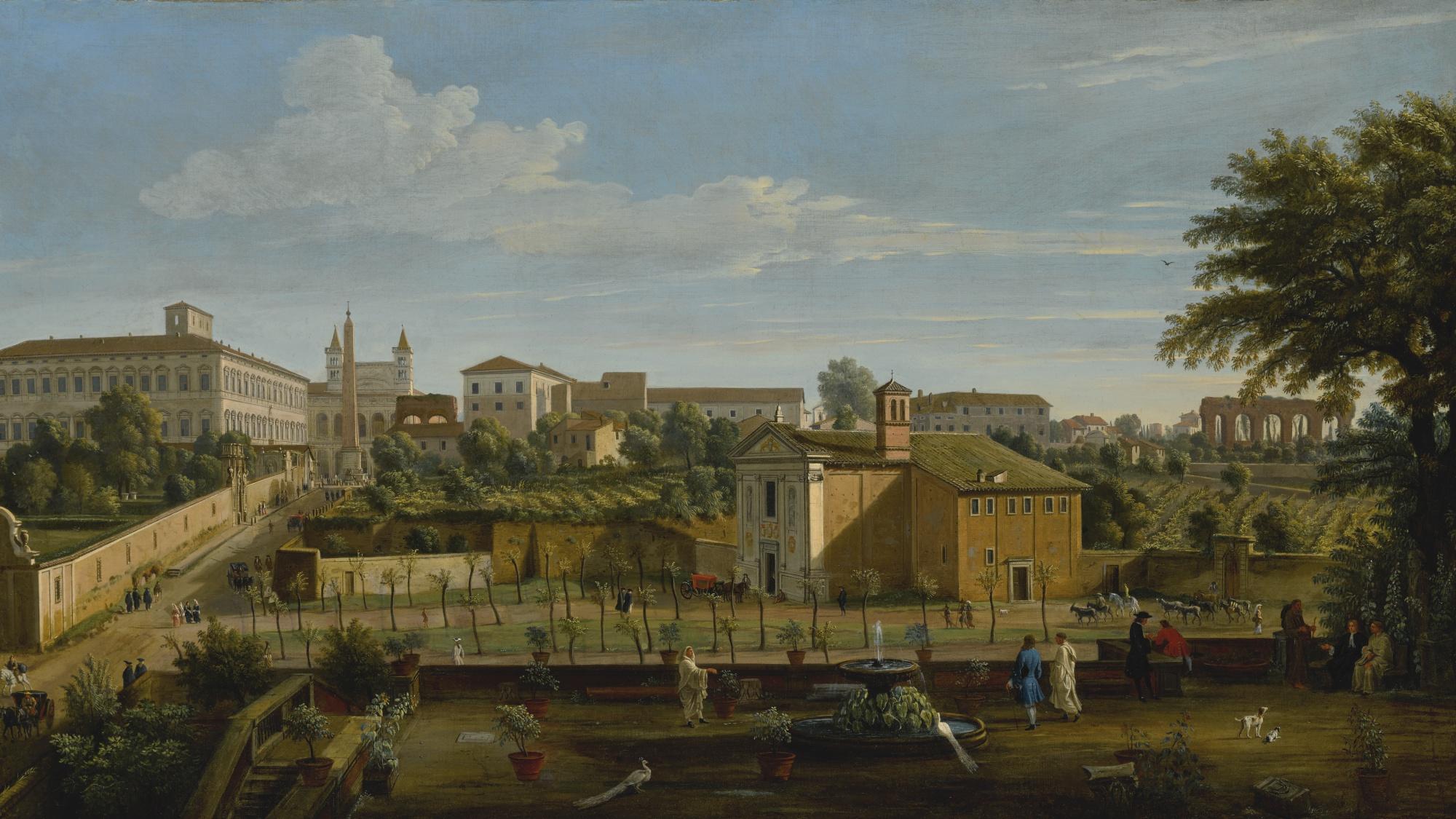 Gaspar van Wittel - Rome, A View Of The Church Of Santi Marcellino E Pietro, From The Vigna Ciccolini, With The Palazzo Laterano, The Church Of San Giovanni In Laterano, The Ospedale Di San Giovanni And Ruins Of The Claudian Aqueduct Beyond