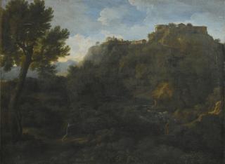 Gaspard Dughet - Landscape With A Fisherman Before Tivoli