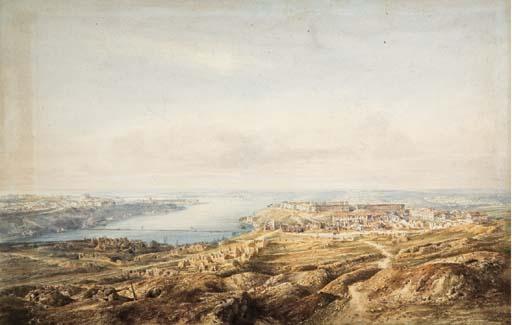 Gaspard Gobaut - Vue de La Ville de Sébastopol Après Le Siège, La Mer Noire À L\'Arrière-Plan