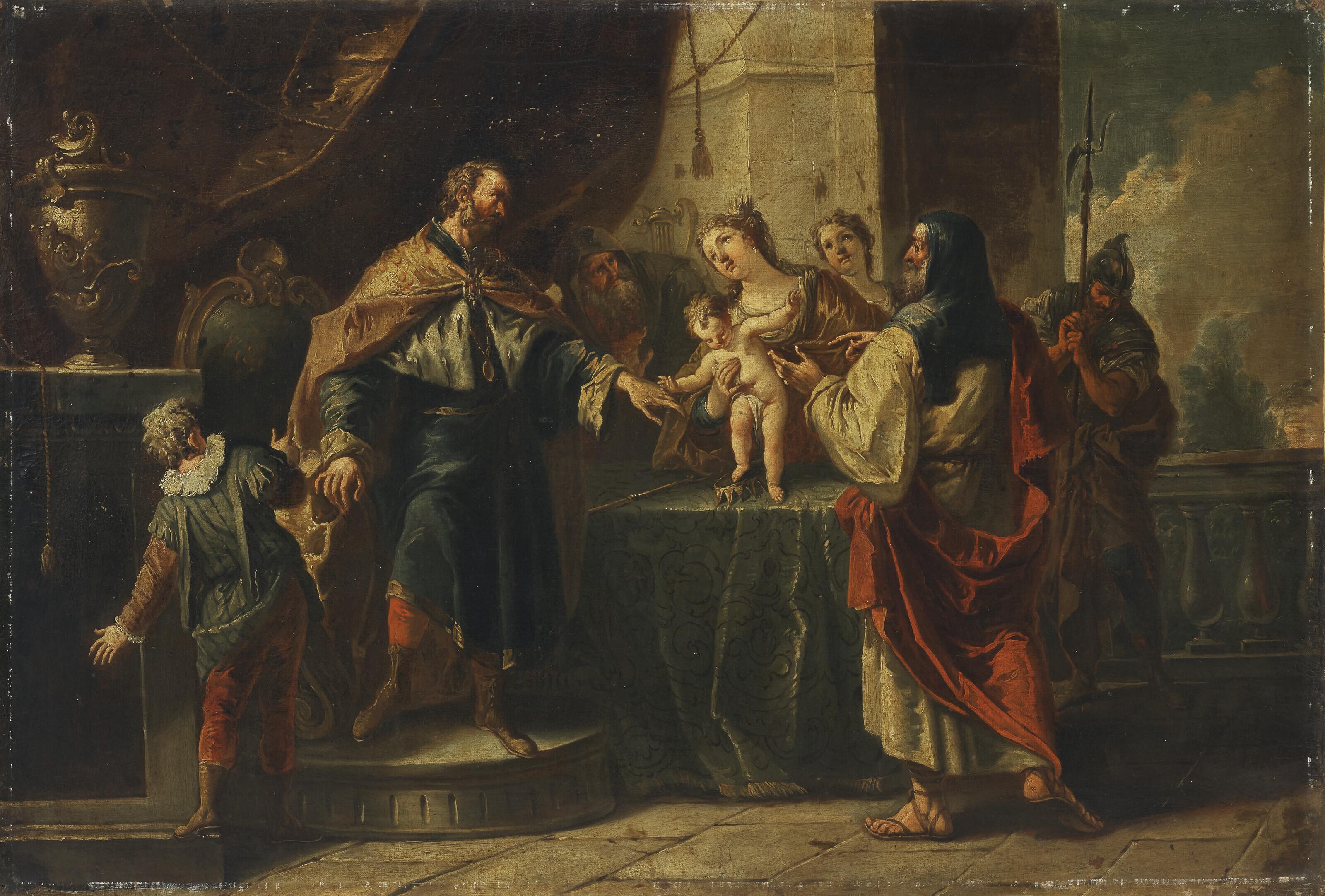 Gaspare Diziani - The infant Moses trampling on the pharaoh\'s crown