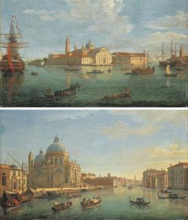 Gaspare Van Wittel - The Island of San Giorgio Maggiore, Venice, from the Bacino; and The Entrance to the Grand Canal, with the Santa Maria della Salute