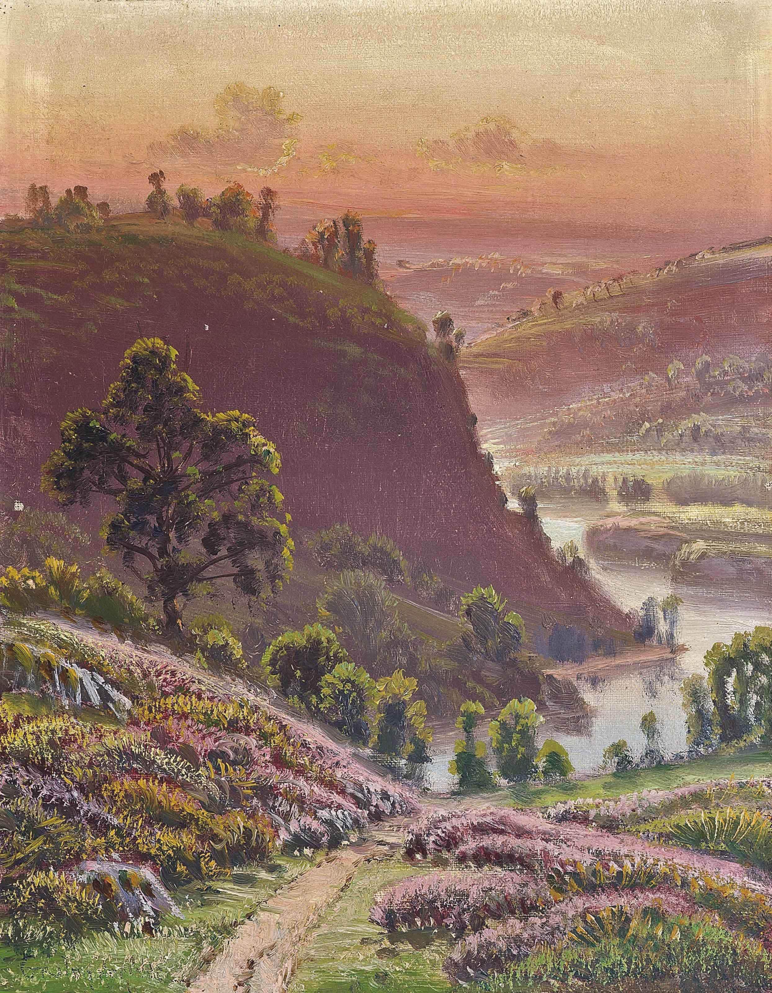 Gaston Anglade - Rolling hills at sunset