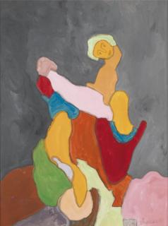 Gaston Chaissac - Composition, Un Personnage Sur Fond Gris