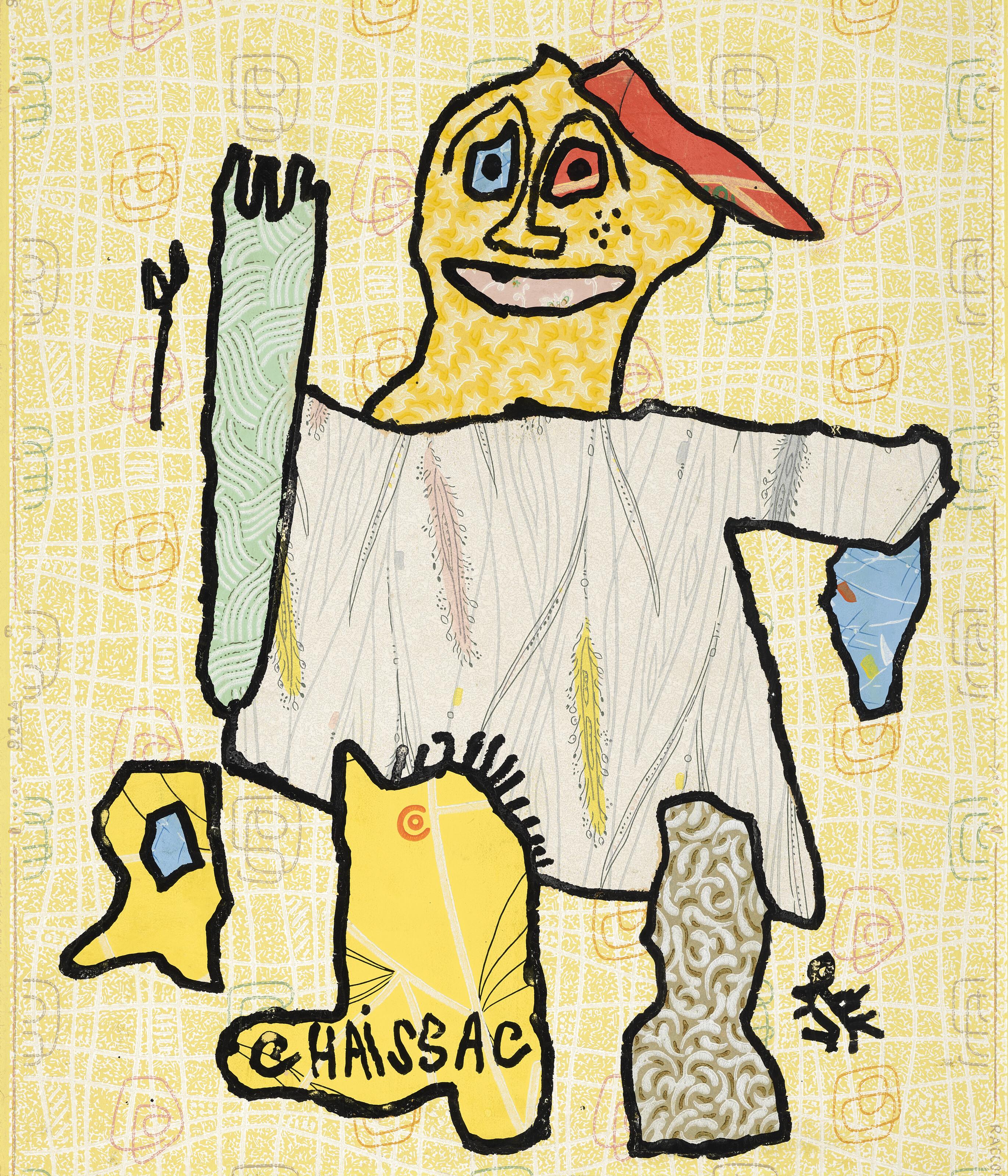 Gaston Chaissac - Personnage à la chaussure signée