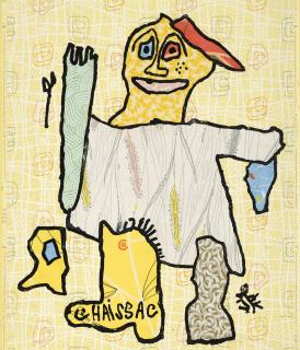 Gaston Chaissac - Personnage à la chaussure signée