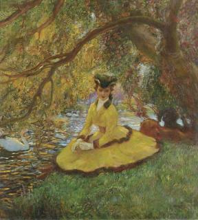 Gaston la Touche - Amazone assise au bord d\'un étang